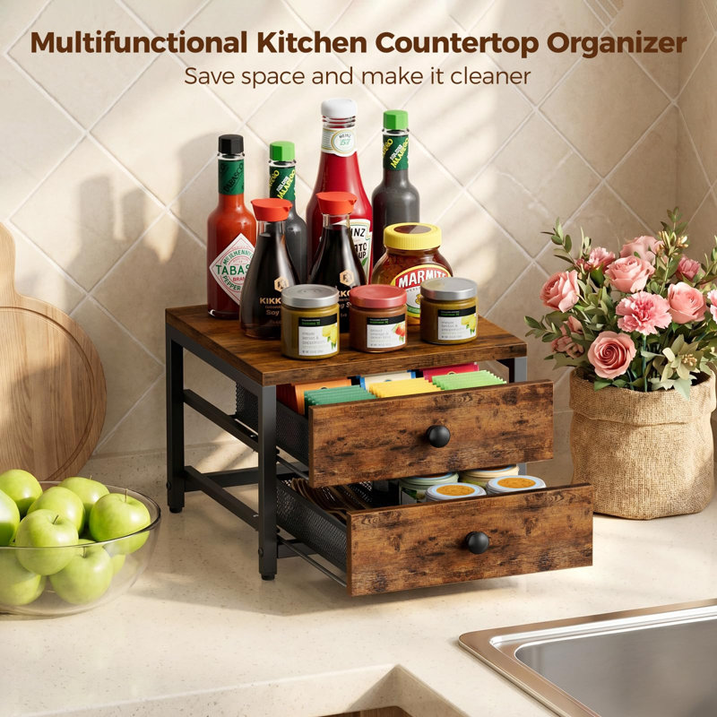 2-Drawer Tea Bag Organizer Box for Countertop