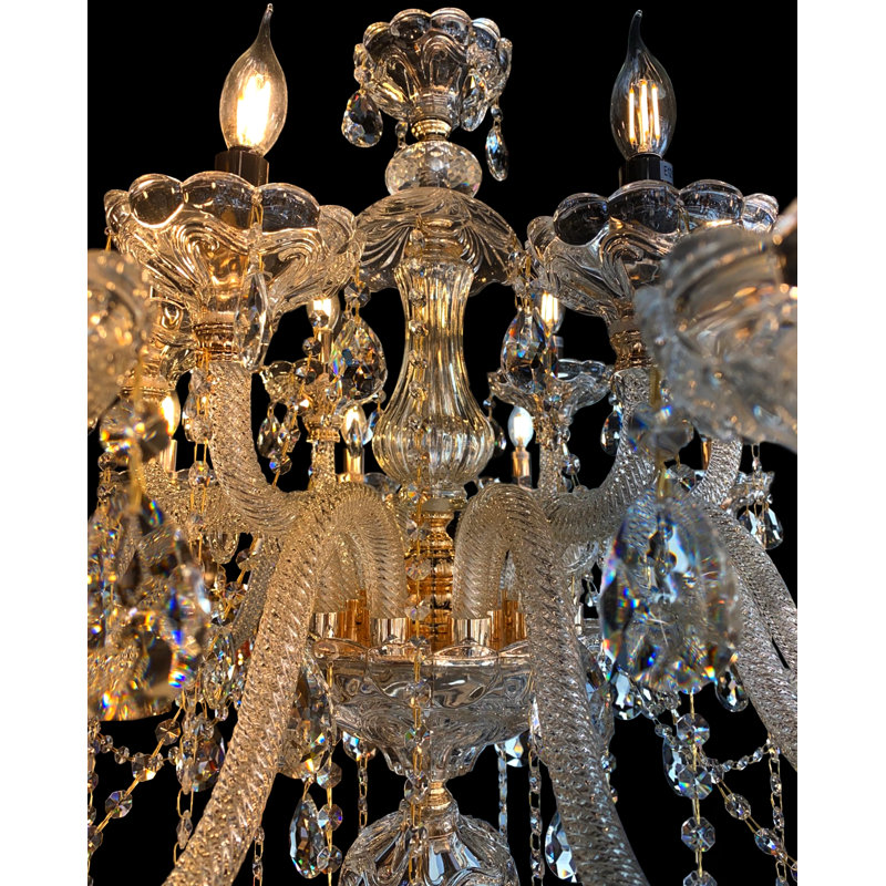 Oneonta 18 - Light Crystal Dimmable Tiered Chandelier, Gold