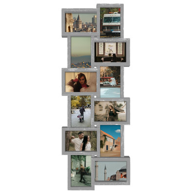12 Opening Horizontal Collage Picture Frame Grey