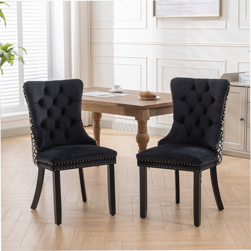 Classic Velvet Dining Chairs, Black Velvet