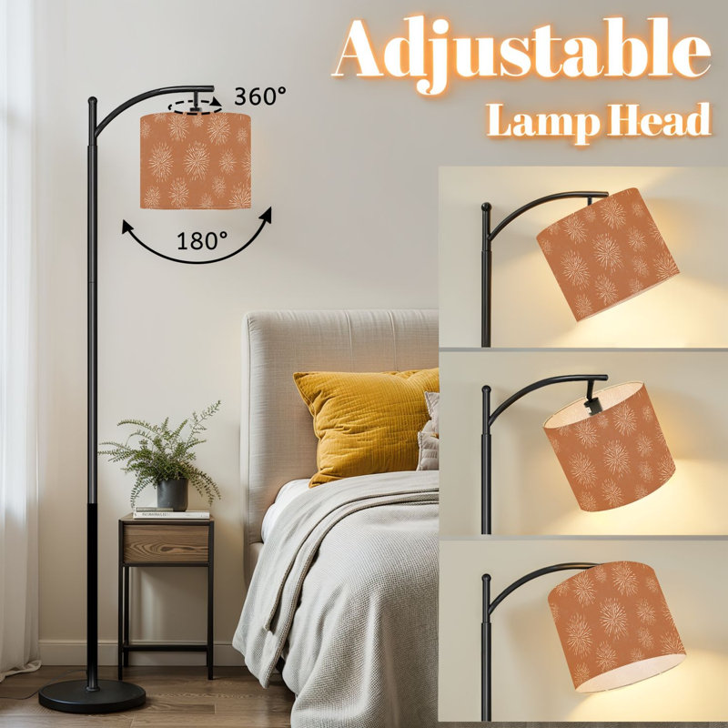 Lampe sur pied à arc avec abat-jour réglable Botanical Spring Decor Abstract Floral