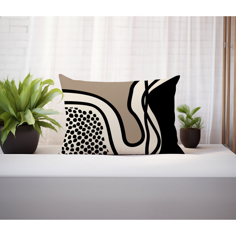 Coussin lombaire réversible intérieur / extérieur Jai Abstract, H 18 po x l 25 po, Beige