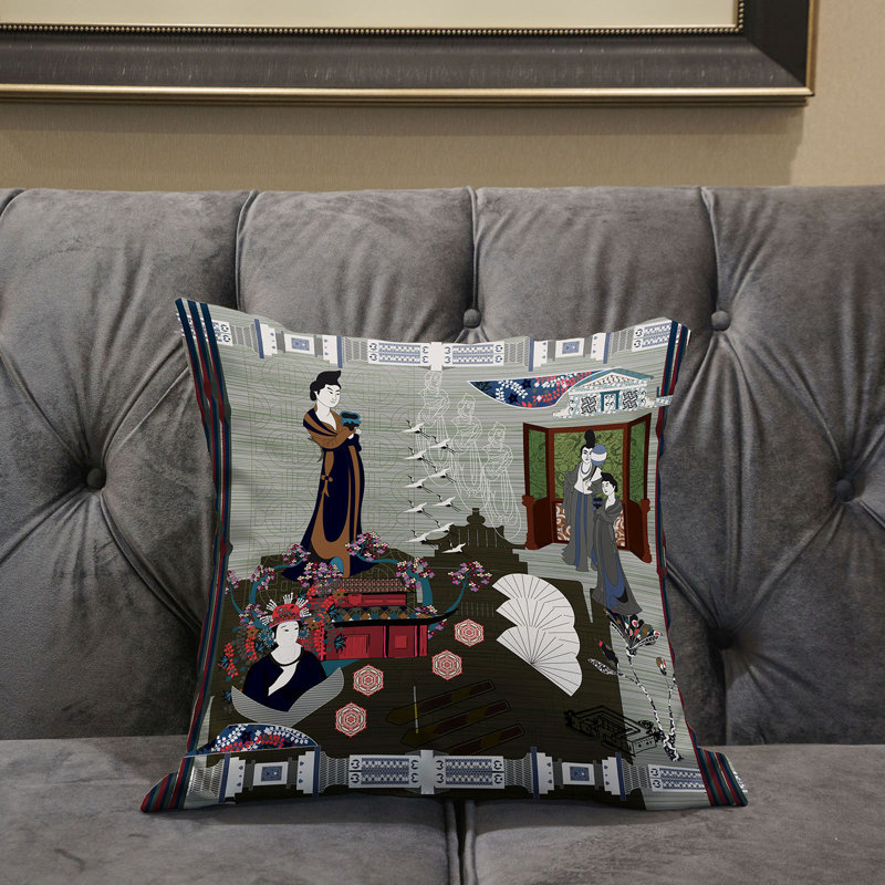 Housse et insert de coussin carré en polyester intérieur / extérieur, Gris / blanc, 16 po x 16 po