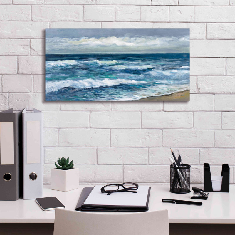 «Indigo Sea 2» par Silvia Vassileva, art mural sur toile, H 12 po x l 24 po x P 0,75 po