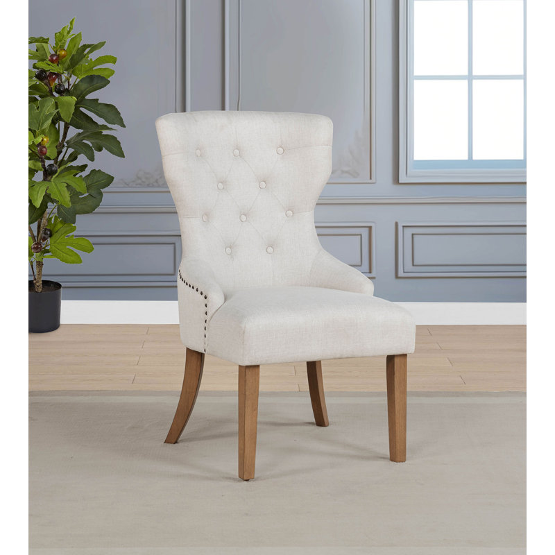 Idalou Tufted Upholstered Dining Chair Beige and Rustic Honey, Cream, Rustic Smoke