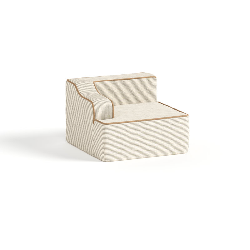Beige  Sofa With Left Armrest & One Cushion, Beige
