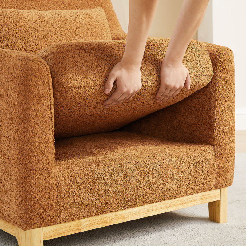 Jazmere 31.5" Armchair, Curry Boucle, Natural