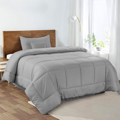 Ensemble d'édredon 5 pièces - Édredon en duvet synthétique toutes saisons avec taies décoratives et jupe de lit - Housse de couette matelassée avec pattes d'angle