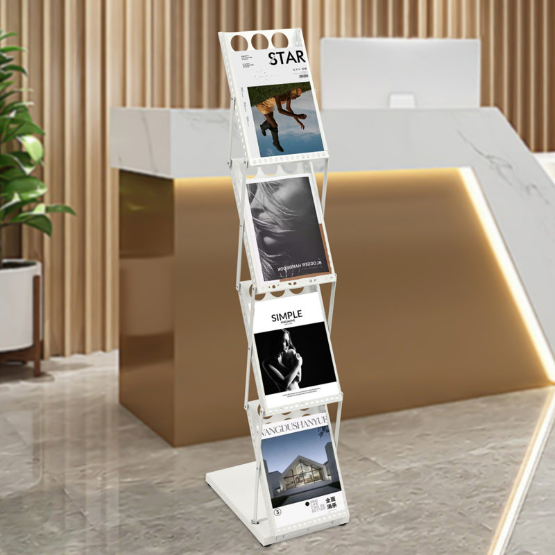 Bleddyn 4-tier  Metal Free Standing Magazine Rack, White