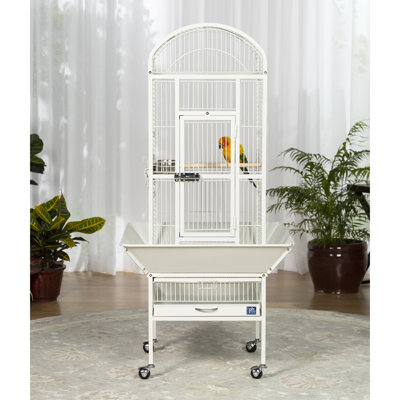 Lucian Steel Dome Top Floor Bird Cage with Wheels