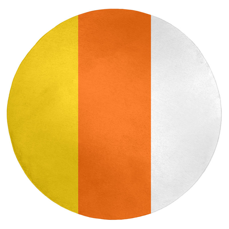 Tapis tissé à plat jaune/orange/blanc Miami, Rond 5 pi