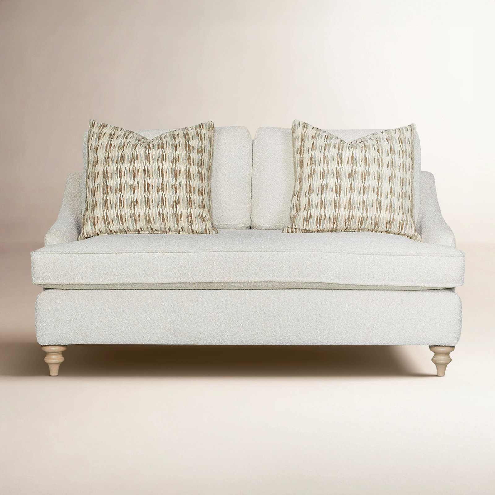 Haley Upholstered Loveseat with Pillows, White