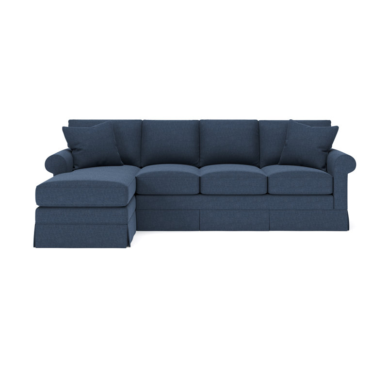Friedman 2 - Piece Upholstered Sleeper Sectional, Left Hand Facing, Drusky Navy Sustain® Basketweave