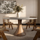 Luxury Gray Turntable Round Dining Table Solid Wood Base With Lazy Susan For 6-8