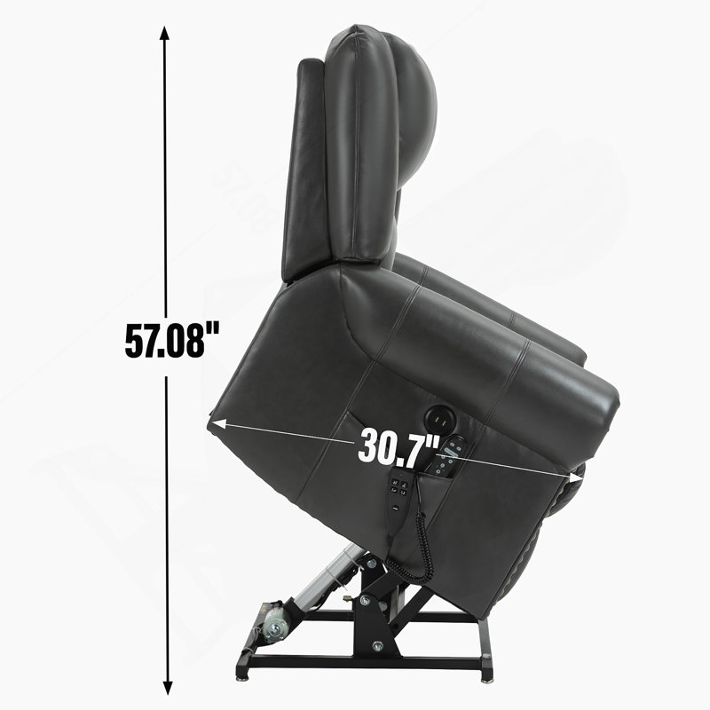 Fauteuil inclinable électrique Power Massage à double massage thermique, similicuir, Gris