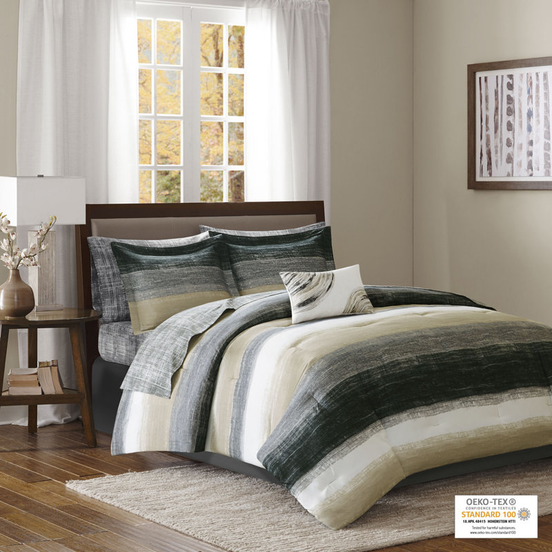 Taupe Full Microfiber Reversible Quilt and Sheet Set