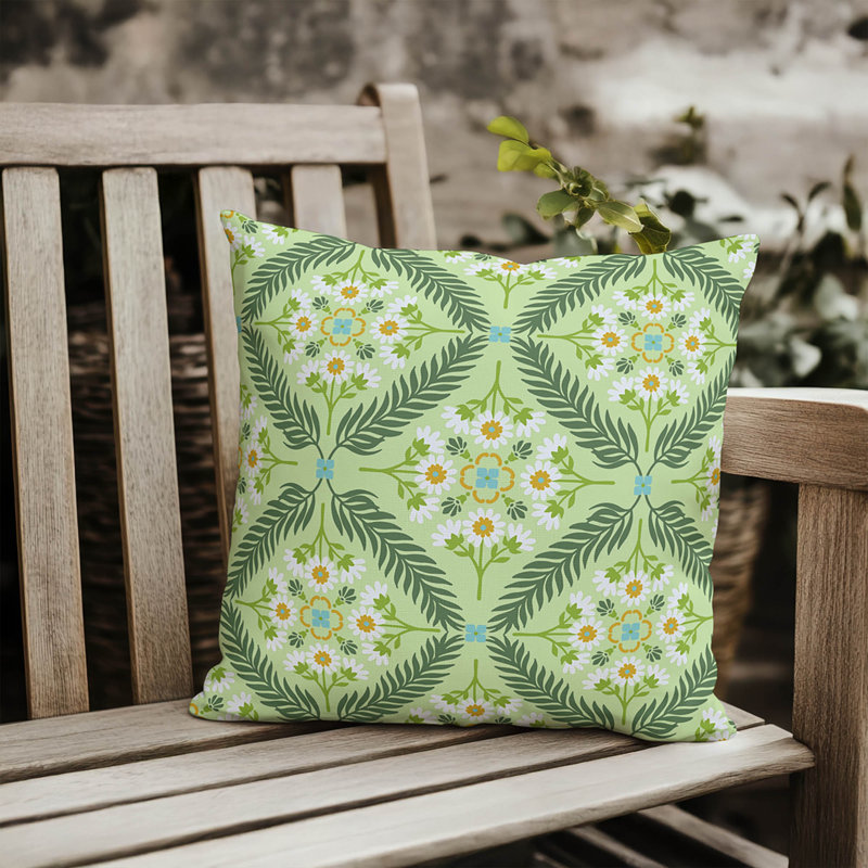Eden Outdoor Pillow, Lime Floral, Square 18"
