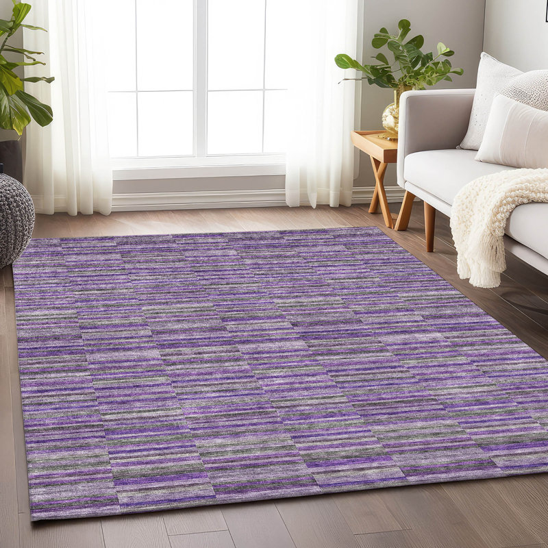 Premium Machine Washable Prisco Purple Rug, Rectangle 2'6" x 3'10"