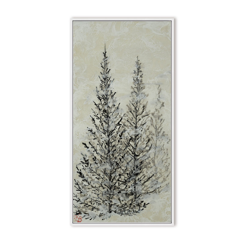 Nature Inspired "Silent Pines" Canvas Wall Art By , 24" H x 12" W x 1.125" D, Framed Matted Print, Brown