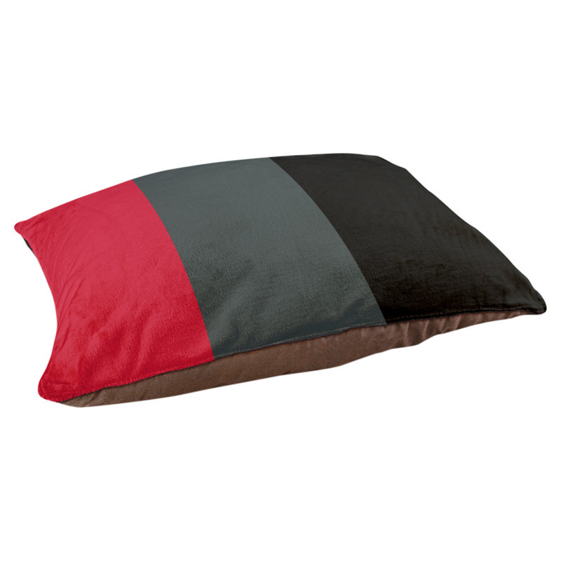 Coussin Designer, Petit (L 18 po x l 28 po), Rouge / gris acier / noir