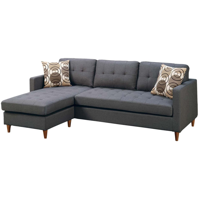 Haskell Upholstered L-Shaped Sectional Reversible, Gray Fabric