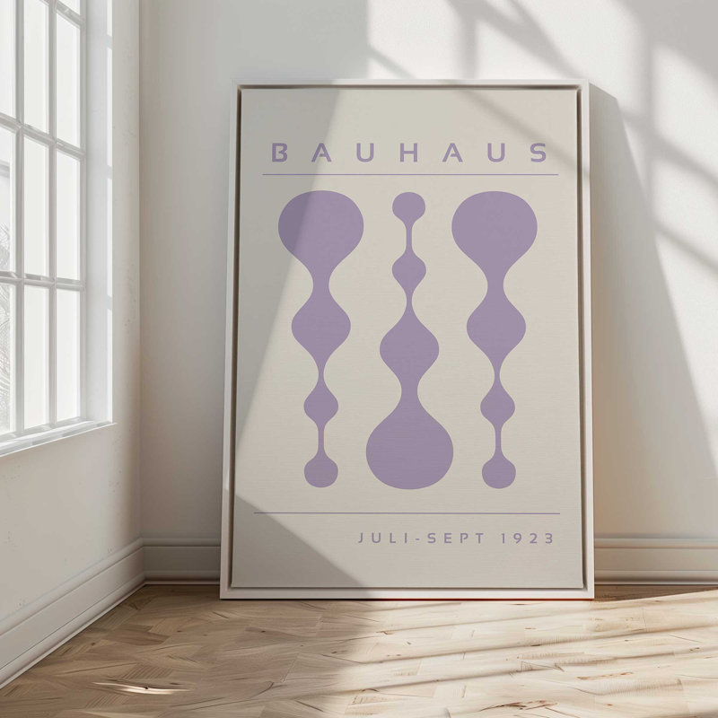 Affiche mauve rétro Bauhaus mauve sur toile tendue, H 12,75 po x l 8,75 po, Mauve, Toile blanche opaque