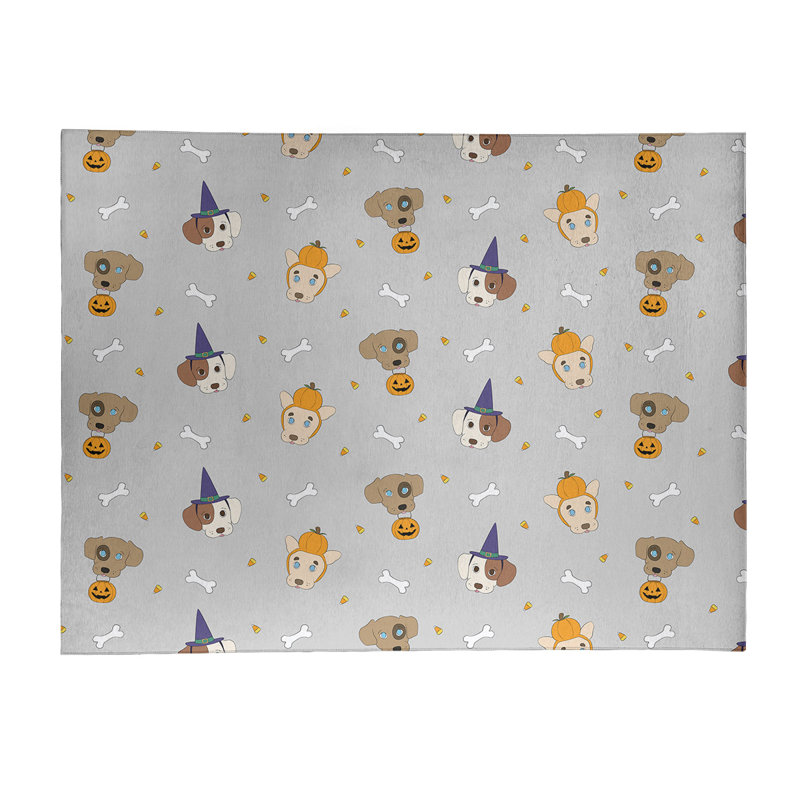 Tapis gris/orange/bleu area fait main, Rectangle 4 pi x 6 pi