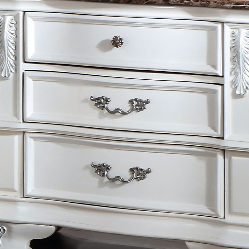 Table de chevet 3 tiroirs Tarver, Blanc perle