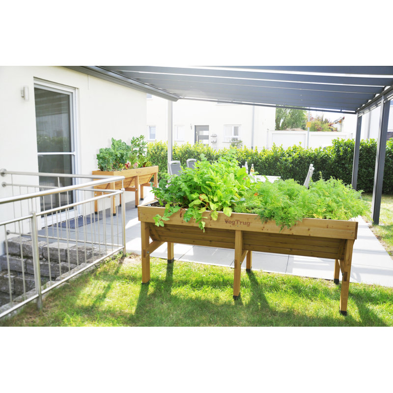 Natural Medium Rectangular Wooden Raised Garden Bed Planter
