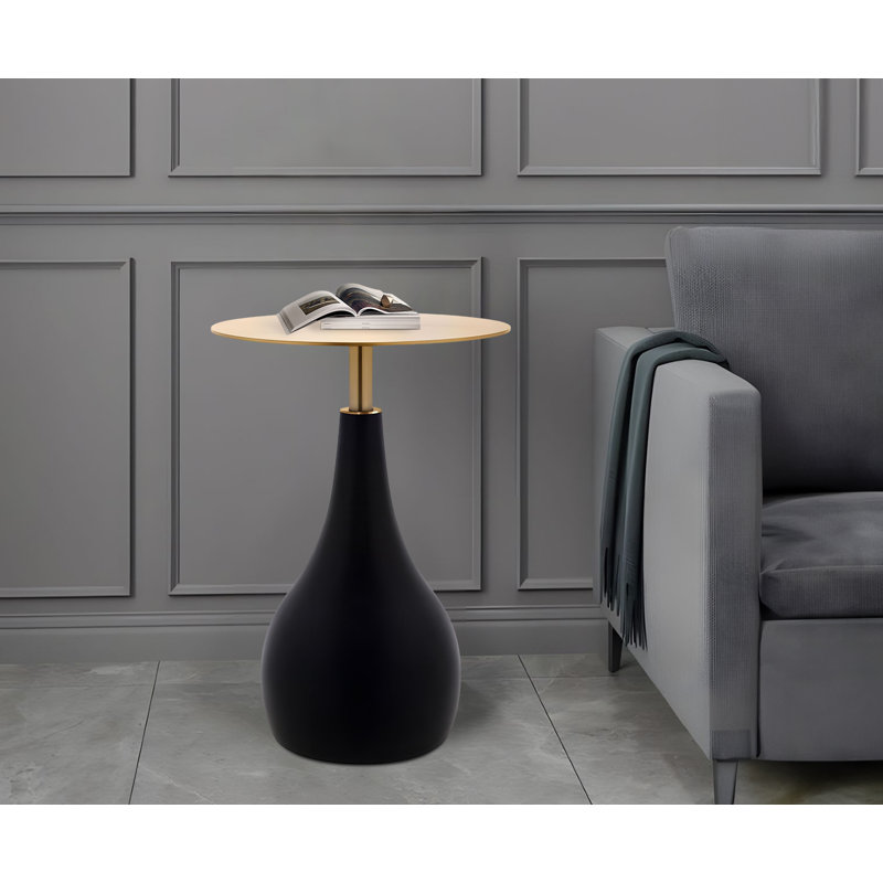Table d'appoint Angelina, Plateau en laiton / base noire