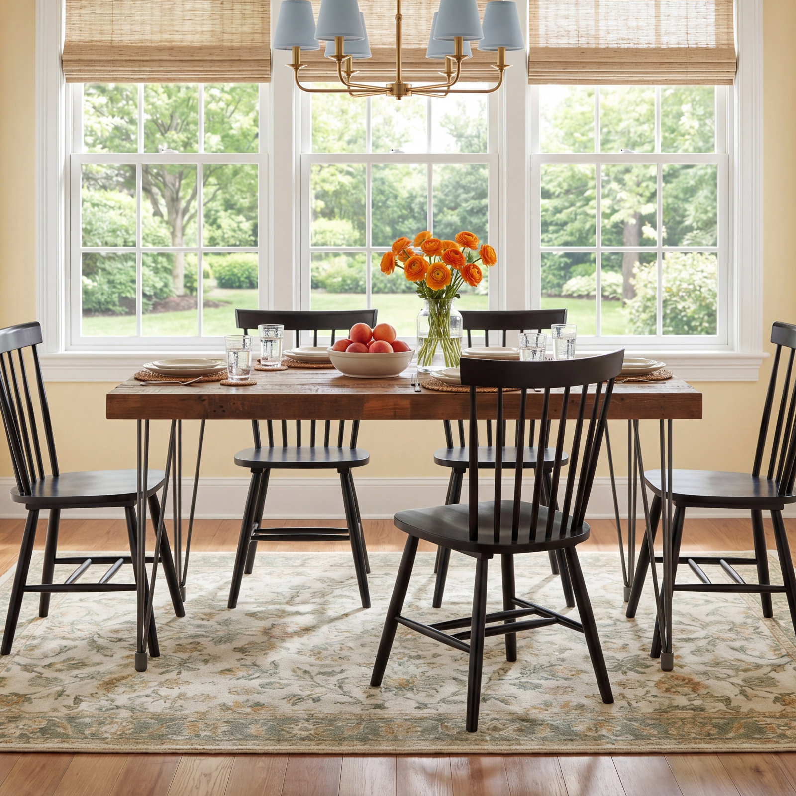 Libra Solid Wood Dining Table, Rustic Brown