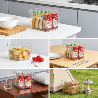 Clear Plastic Storage Bins With Handles, 8 Pack XL Pantry Organizer For Kitchen, Freezer, Cabinet, And Closet Organization,No Lid