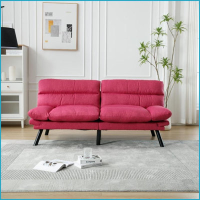 Canapé moderne en velours 2 places avec coussins épais - Canapé compact pour petits espaces, salon, appartement | Velours | Dossier rembourré | Accoudoirs évasés
