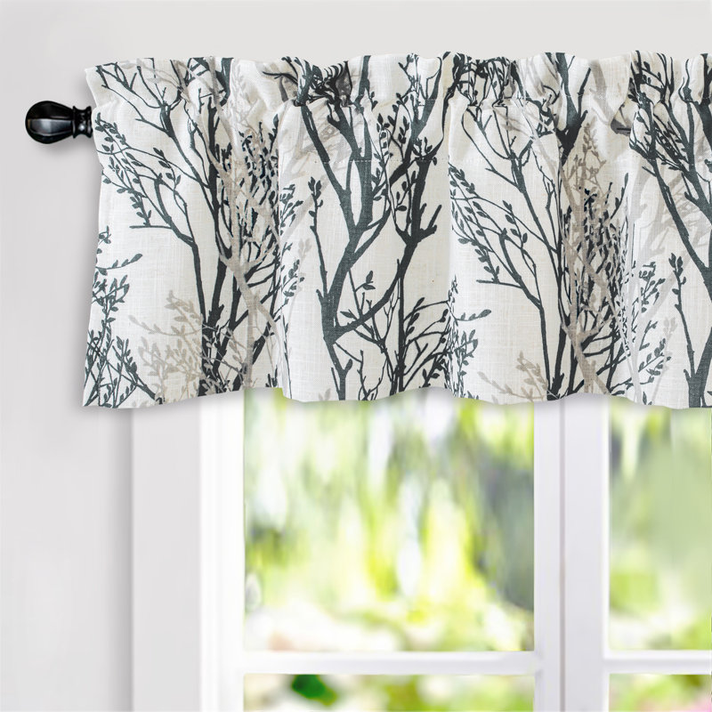 Gray Tree Branch Linen Blend Rod Pocket Valance 52" x 14"