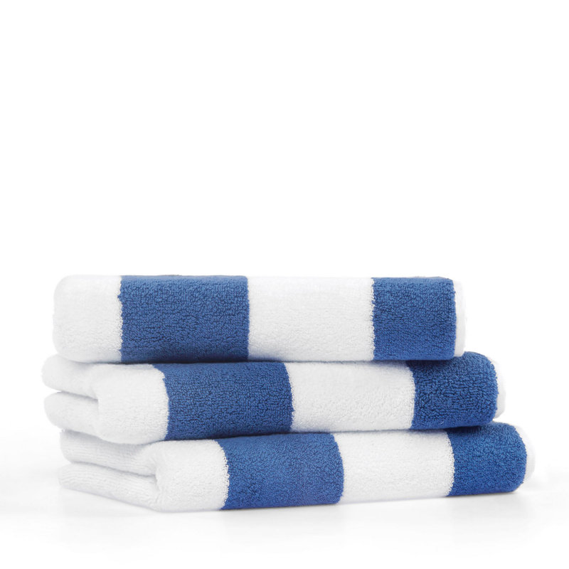 Serviette de bain 100% coton Paola, Blanc / bleu
