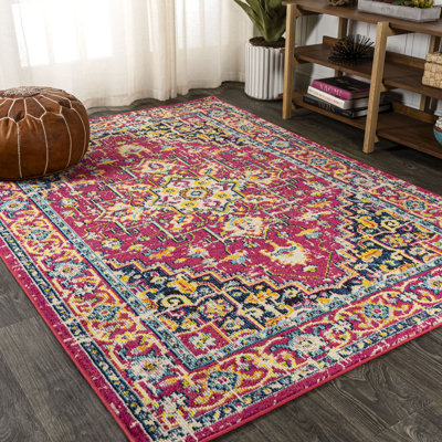 Brooklyn Geometric Medallion Red/Pink Rug