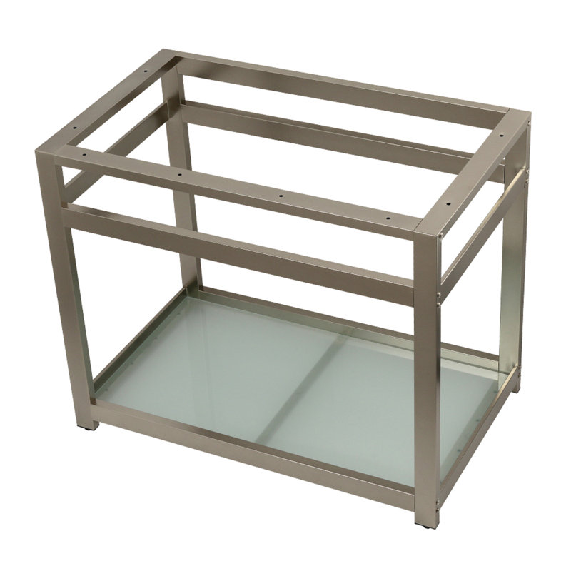Kingston Brass Kingston Commercial Steel Console Sink Base with Glass Shelf, Brushed Nickel