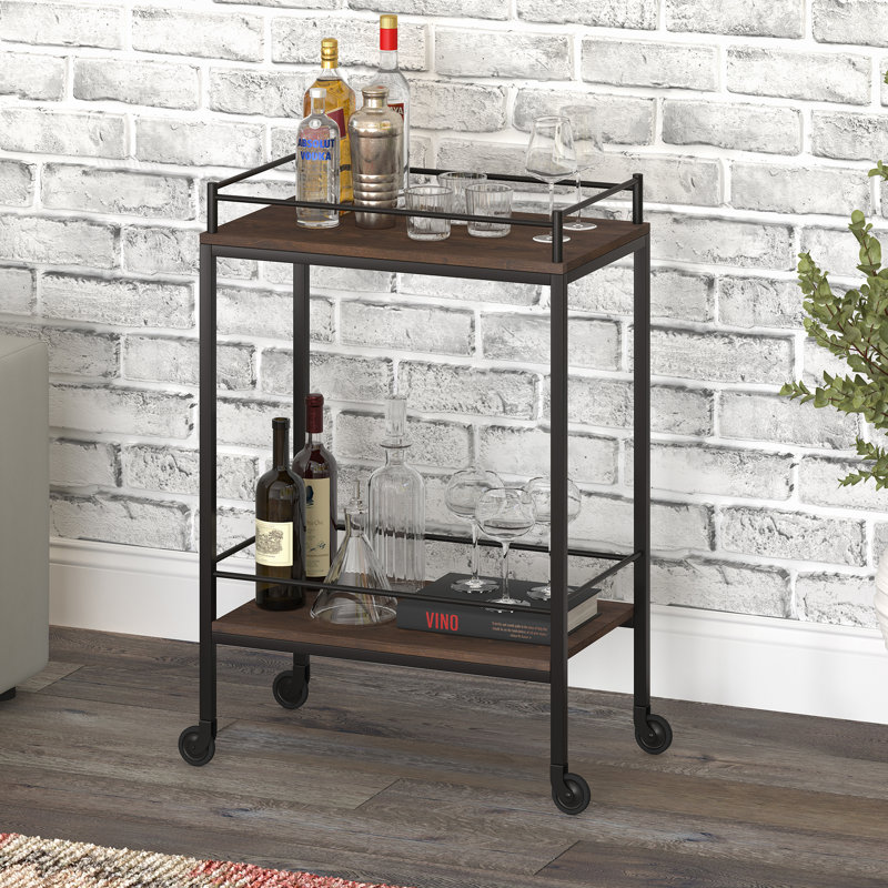 Metal Bar Cart, Alder Brown/Black