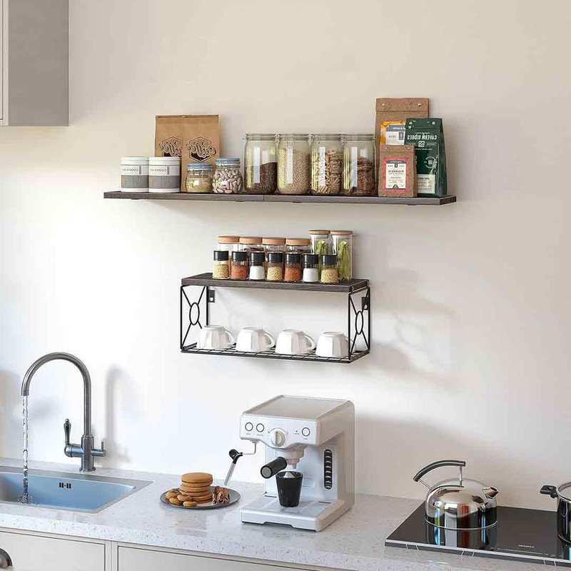 Tablettes murales de salle de bain Nio Paulownia, Brun