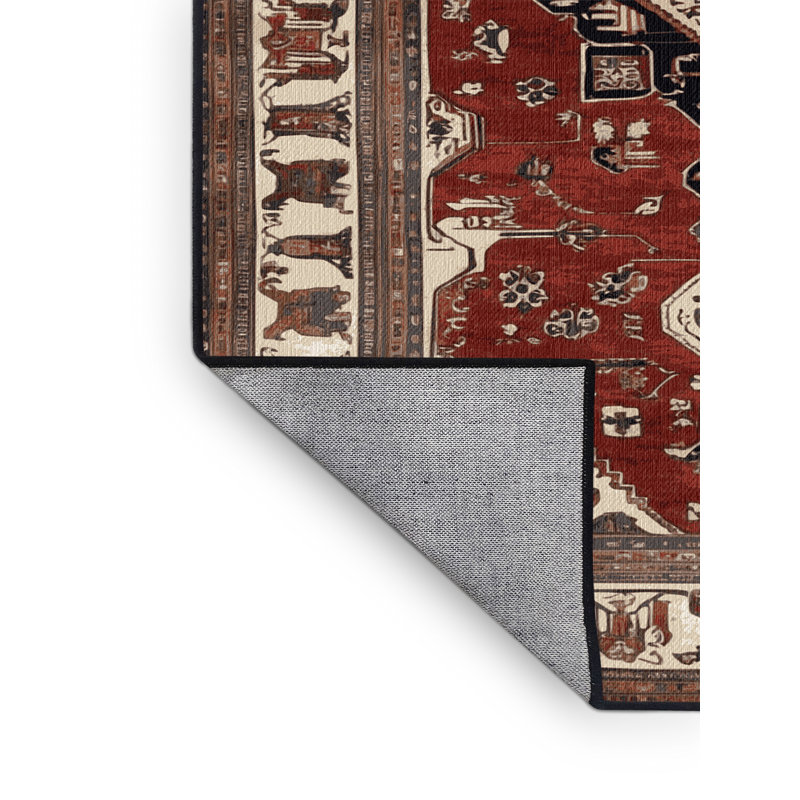 Tapis persan noir lavable à la machine, Rectangulaire 2 pi x 3 pi