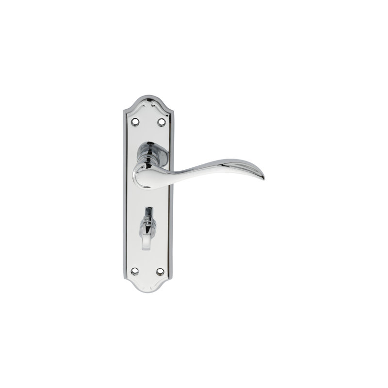 Madrid Bathroom Door Handle, Polished Chrome