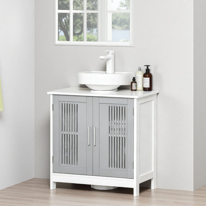 Armoire de rangement robuste pour salle de bain, Gris / Blanc