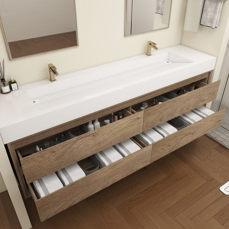 Victoria 84''Bathroom Vanity Base, Teak/Oak