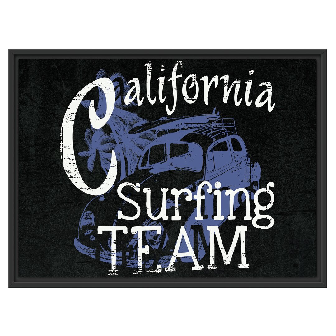 Gerahmtes Wandbild California Surfing-Team Schwarz