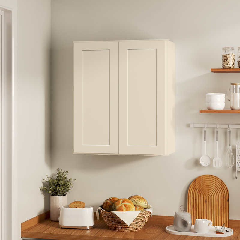 Armoire de cuisine murale antique blanche avec tablettes réglables l 30 po x H 36 po x P 21 po, Cream
