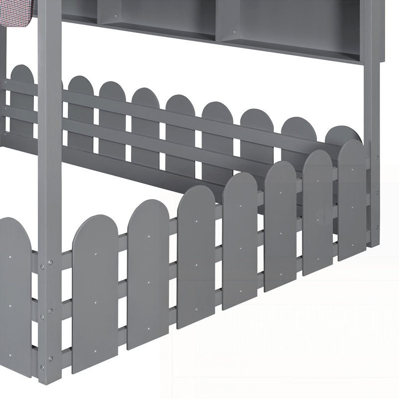 Lit sur pied Montessori House, Gris
