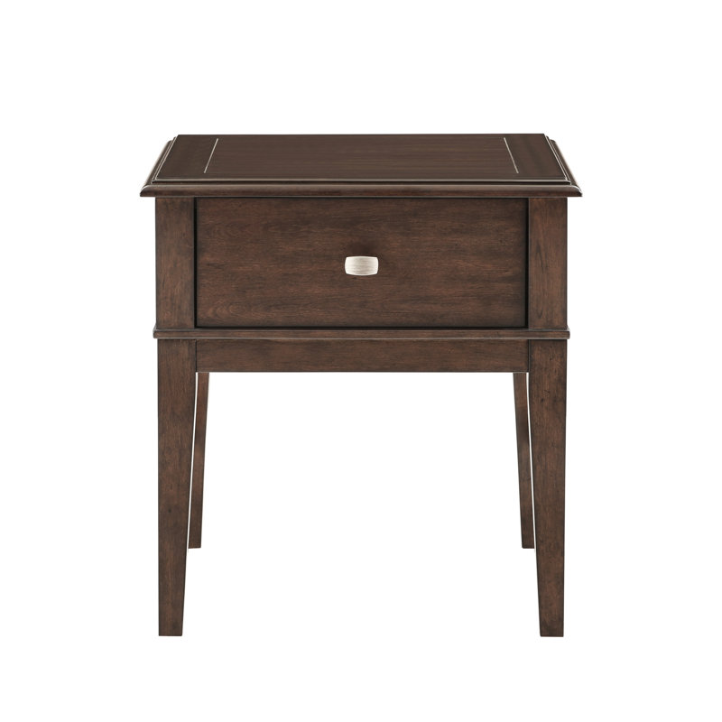 Table de bout rectangulaire en bois avec et tiroir, brun