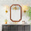 Miroir de coin rond en bois massif naturel 24 po x 36 po pour chambre à coucher, salle de bain, salon et entrée-603644779-603644780