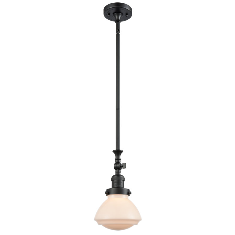 Luminaire suspendu simple à 1 lumière Chesterville, Ampoule non incluse, Blanc mat, Noir mat