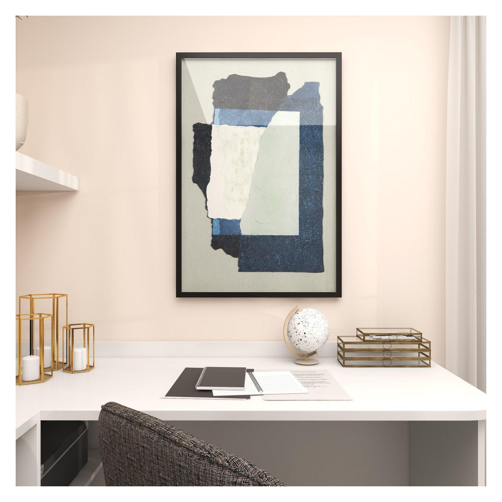 Contemporary Framed Canvas, Blue